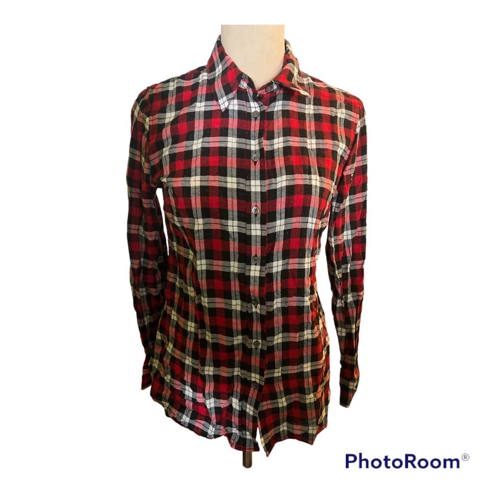 Talbots New Without Tags red/black/white plaid Small button-down shirt